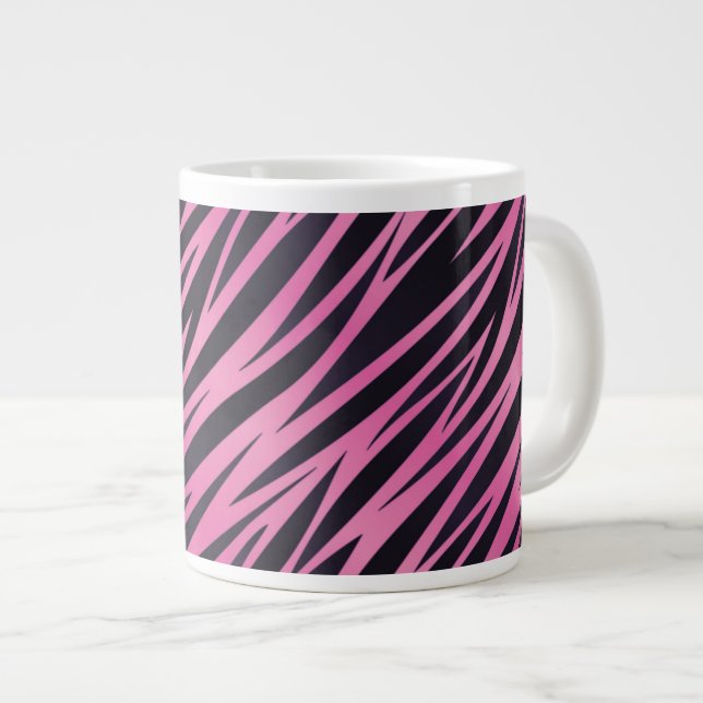 Caneca De Café Grande Fundo da faixa zebra rosa (Frente Esquerda)