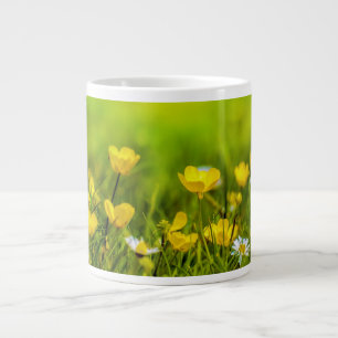 Caneca De Café Grande Fundo de Flores de Primavera