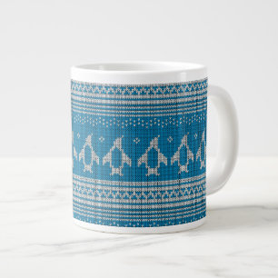 Caneca De Café Grande Fundo de Knit Azul