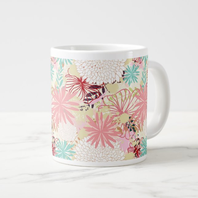 Caneca De Café Grande Fundo floral 4 (Frente Esquerda)