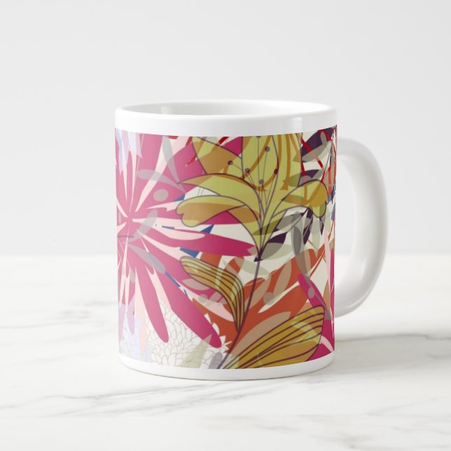 Caneca De Café Grande Fundo floral 6 (Frente Esquerda)