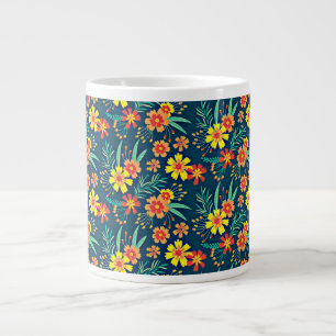 Caneca De Café Grande Fundo Floral Belo Design