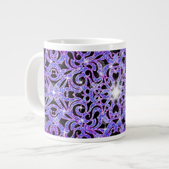 Caneca De Café Grande Fundo Mug Floral abstrato (Frente Esquerda)