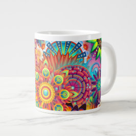 Caneca De Café Grande Funky Retro Pattern Abstrato Bohemian