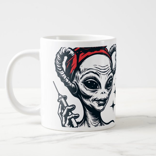 Caneca De Café Grande Funny alien hypodermic needle dose of reality (Esquerda)