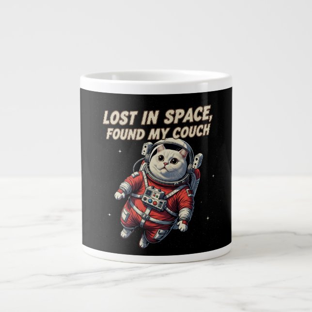 Caneca De Café Grande Funny Astronaut Cat Mug: Lost in Space (Frente)