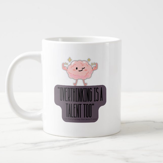 Caneca De Café Grande  Funny Brain Power Apparel for Overthinkers  (Esquerda)