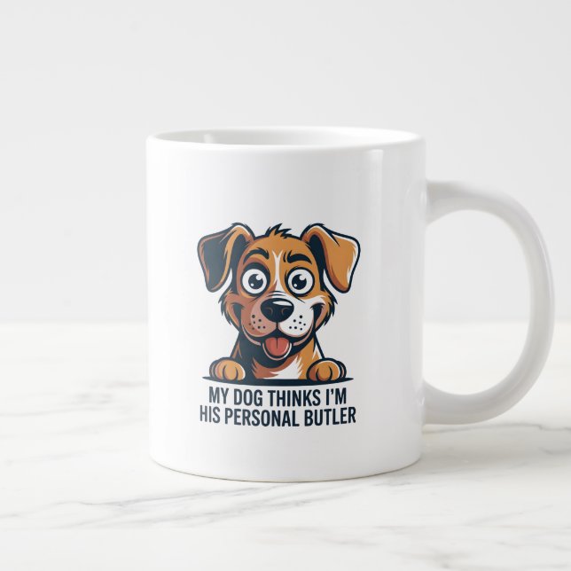 Caneca De Café Grande Funny Cartoon Dog Butler Quote (Direita)