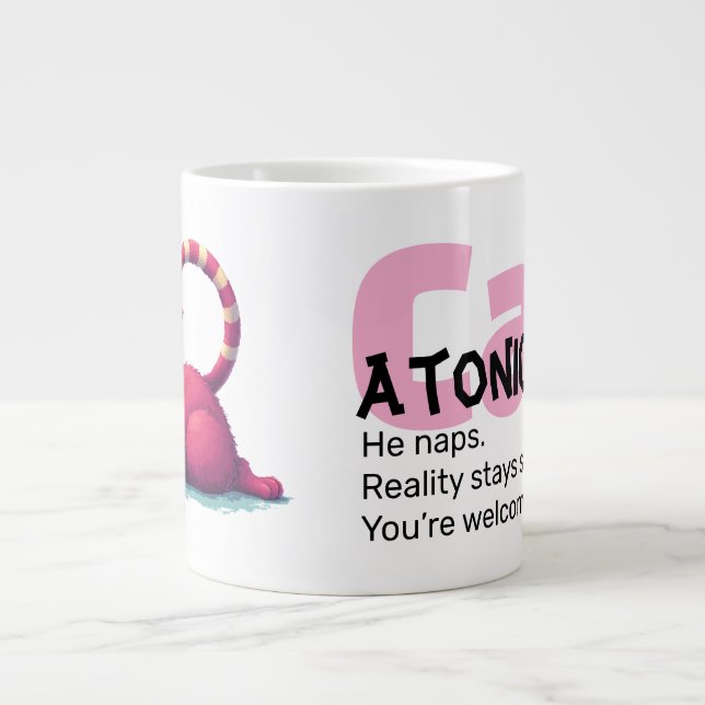 Caneca De Café Grande Funny Cat 20oz Mug – CatAtonic: I Nap. You Exist. (Frente)