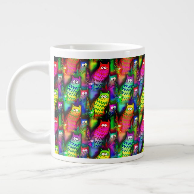 Caneca De Café Grande Funny Cats Pattern-54578 (Esquerda)
