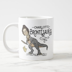 Caneca De Café Grande Funny Charlotte Bronte Surus Dinossaur Book Reader