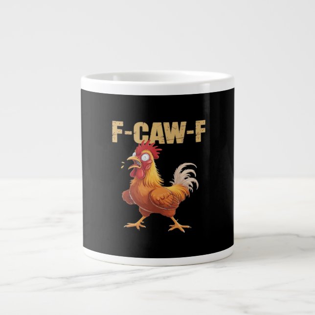 Caneca De Café Grande Funny F-Caw-F Crow Humor Gothic (Frente)