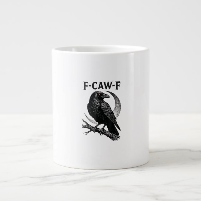 Caneca De Café Grande Funny F-Caw-F Crow Retro Graphic (Frente)