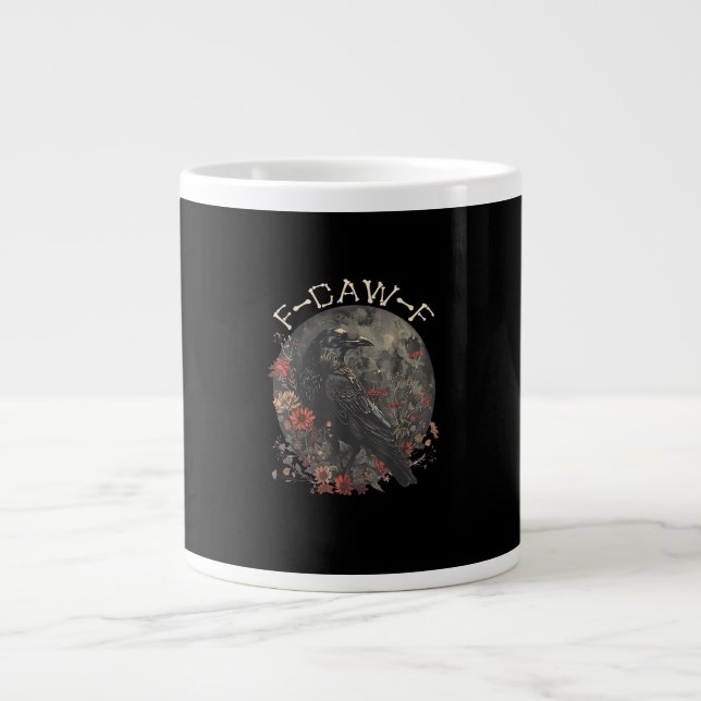 Caneca De Café Grande Funny F-Caw-F Raven Bird Saying Graphic Creative S (Frente)