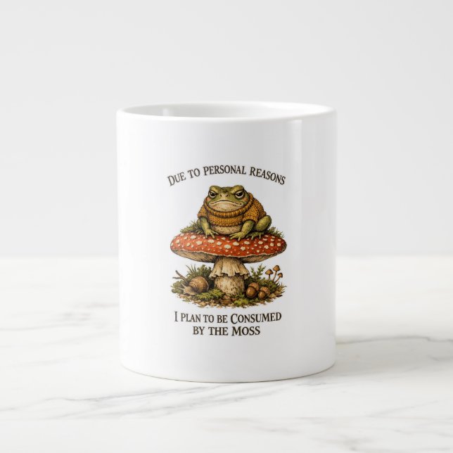Caneca De Café Grande Funny Frog Mushroom  (Frente)