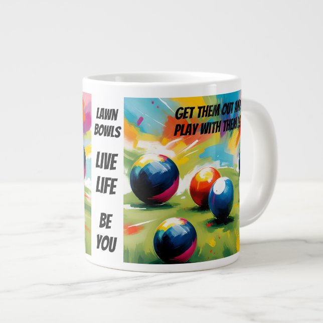 Caneca De Café Grande Funny Lawn Bowls Colour Splash,  (Frente Esquerda)