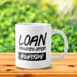 Caneca De Café Grande Funny Loan Perdão Oficial Hashtag Super Pai<br><div class="desc">Esta é uma forma excelente de reconhecer o indivíduo que foi o oficial do banco original para lançar seus primeiros negócios, com esta engraçada caneca de café jumbo, que apresenta o título de "Oficial de Perdão de Empréstimo" em uma fonte de tipo tudo-boné, grunge/marca-feltro. Excelente para Dia de os pais...</div>