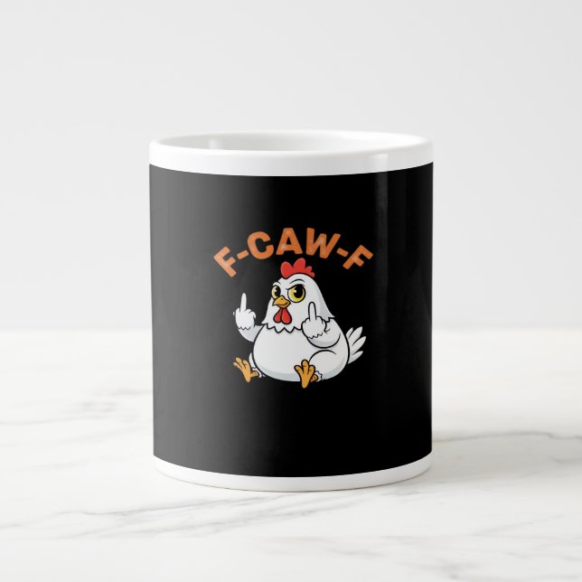 Caneca De Café Grande Funny Meme F-Caw-F Chicken (Frente)