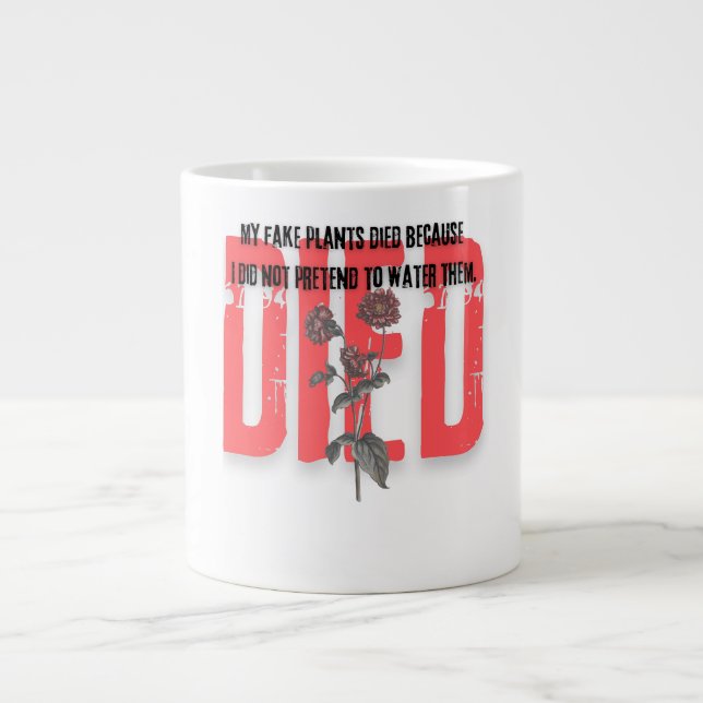 Caneca De Café Grande funny quotes died red Flower plants (Frente)