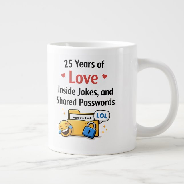 Caneca De Café Grande Funny Silver Wedding Anniversary Mug Gift (Direita)