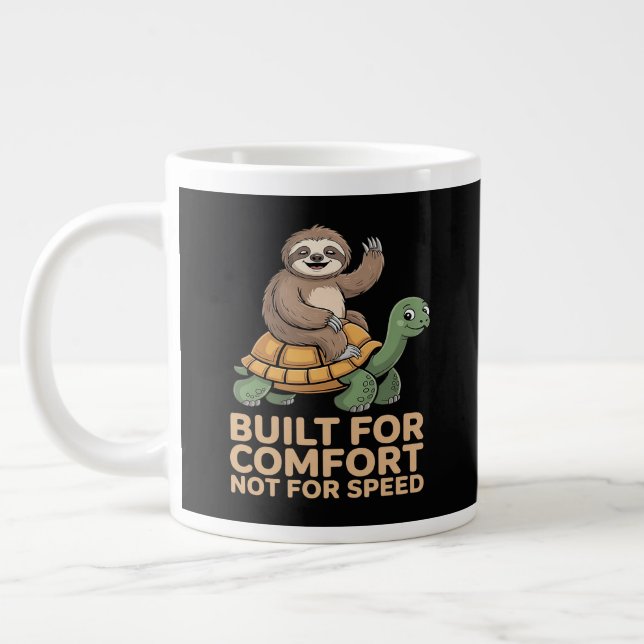 Caneca De Café Grande Funny Sloth Riding Turtle (Esquerda)