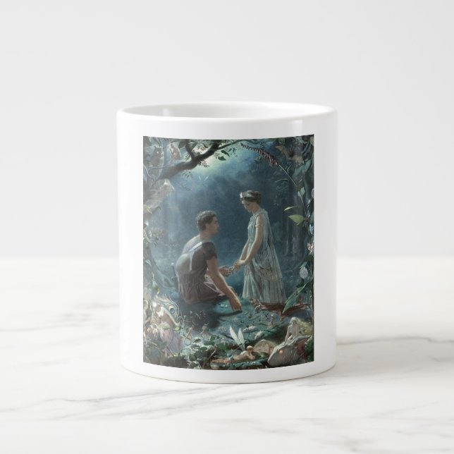 Caneca De Café Grande Furries: Shakespeare é um sonho de uma noite de ve (Frente)