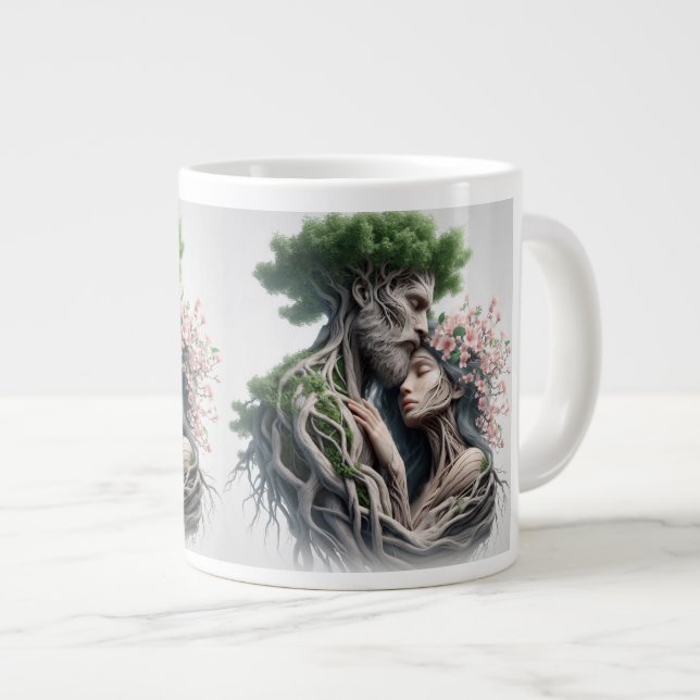 Caneca De Café Grande fusão homem e natureza (Frente Esquerda)
