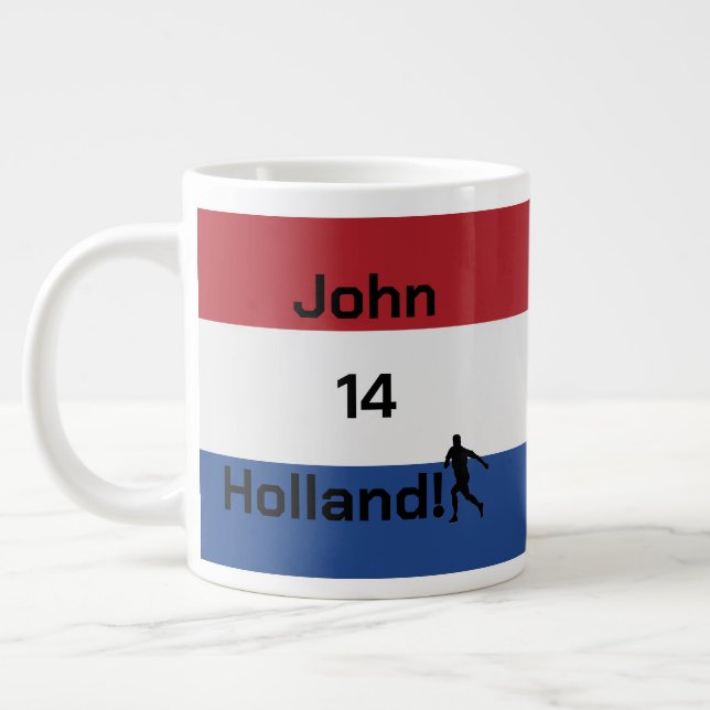 Caneca De Café Grande Futebol holandês, personalizável (Esquerda)