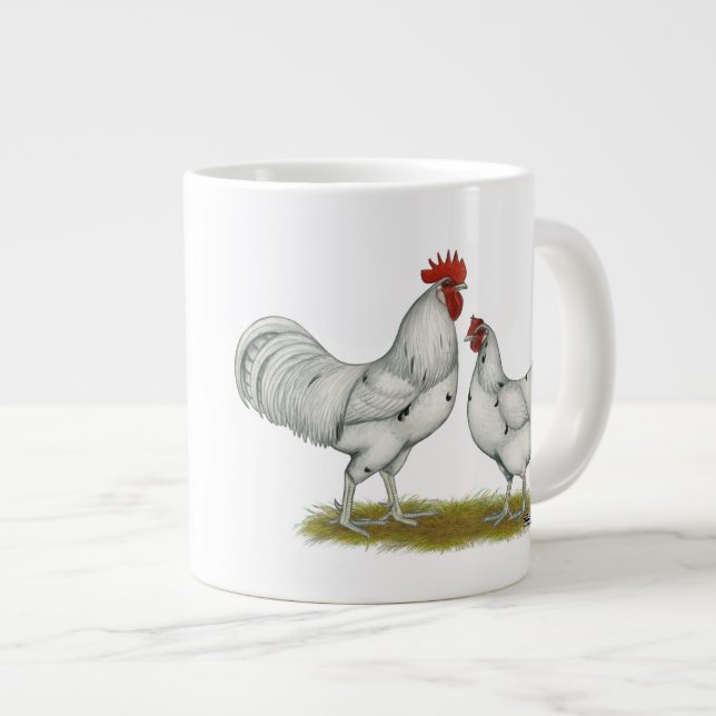 Caneca De Café Grande Galinhas Brancas Austra (Frente Esquerda)
