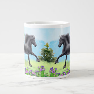 Caneca De Café Grande Gallope Cavalo Frísia Negro