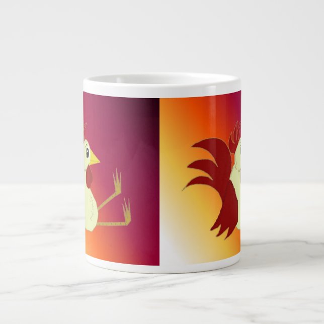 Caneca De Café Grande Galo Sentado Engraçado (Frente)