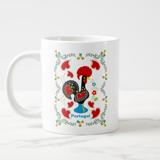 Caneca De Café Grande Galo Tradicional de Portugal em preto (Esquerda)