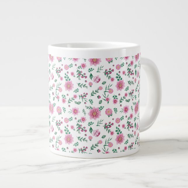 Caneca De Café Grande Galore das Rosas Rosa (Frente Esquerda)