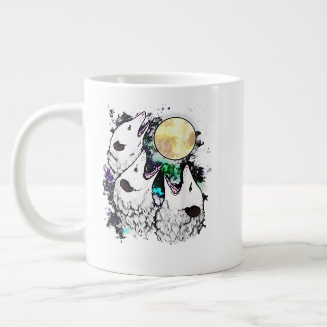 Caneca De Café Grande Gambá Engraçado Lua Possum Fofo Gritando (Esquerda)