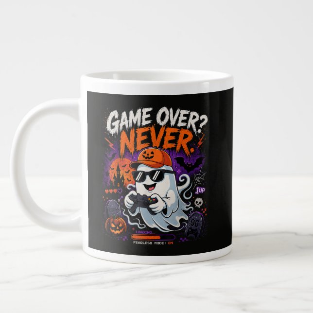 Caneca De Café Grande Game Over Nunca Divertido Fantasma de Halloween do (Esquerda)