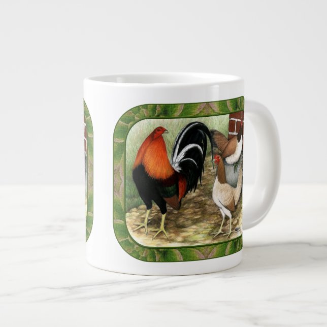 Caneca De Café Grande Gamefowl na Fazenda (Frente Esquerda)