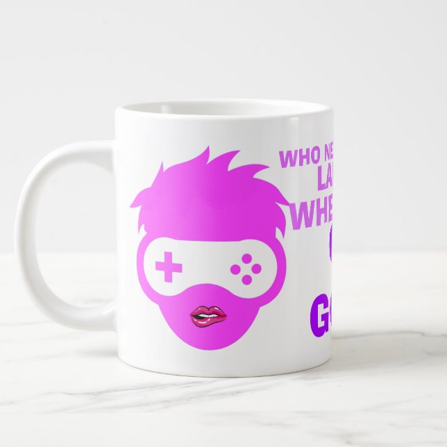 Caneca De Café Grande Gamer Goddese Engraçado Humor Meme (Esquerda)