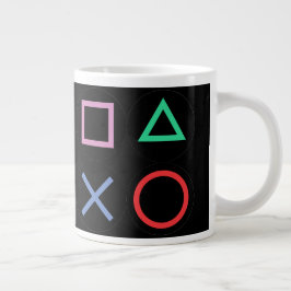 Caneca De Café Grande Gaming Mug – Pixels Power Play Neon Coffee Cup