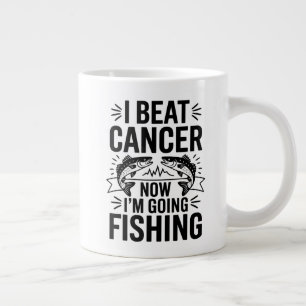 Caneca De Café Grande "Ganhei Cancer - Agora é o tempo de pesca!"