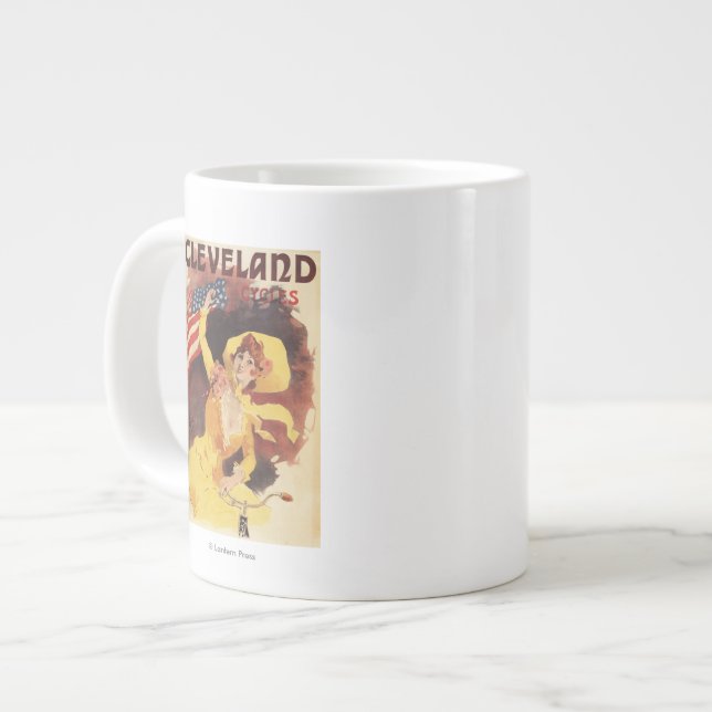 Caneca De Café Grande Garota americana Cleveland Bicicleta de Amarelo (Frente Esquerda)