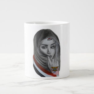 Caneca De Café Grande Garota Americana com Raízes Iemenitas – Bandeira d