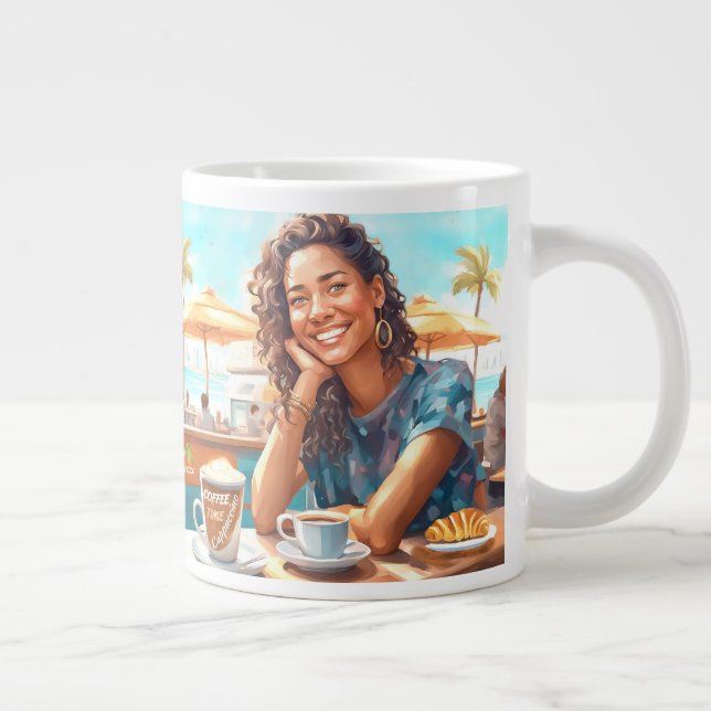 Caneca De Café Grande Garota com café (Direita)