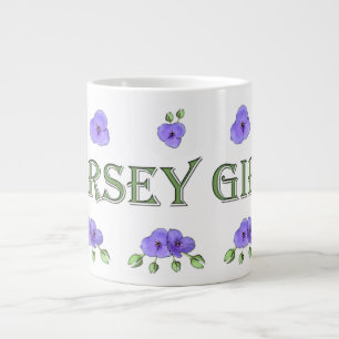Caneca De Café Grande "Garota de Jersey" com violetas roxas
