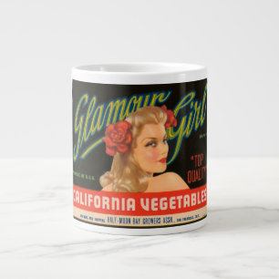 Caneca De Café Grande Garota Glamour California Vegetables Vintage Crate