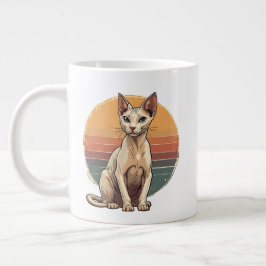 Caneca De Café Grande Gata Sphynx Mãe Arte Retro Vintage