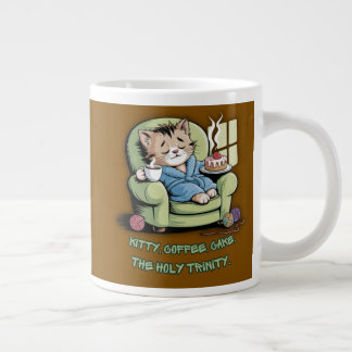 Caneca De Café Grande Gatinho Aconchegante com Café e Bolo – Gato Engraç