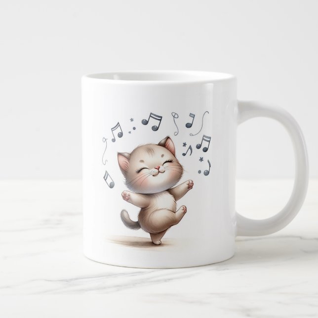 Caneca De Café Grande Gatinho dançante - Jumbo Mug (Direita)