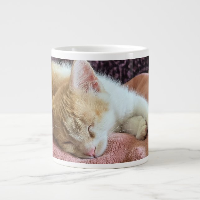 Caneca De Café Grande Gatinho ginger dormindo (Frente)