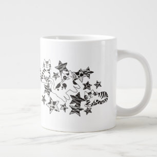 Caneca De Café Grande Gatinhos e Estrelas no Espaço