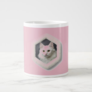 Caneca De Café Grande Gato Angorá Turco Em Uma Moldura